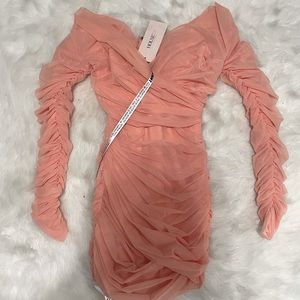 Coral Rouged Mini Dress